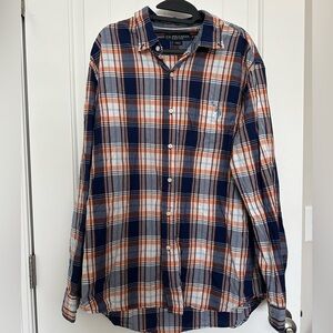 U.S. Polo Assn. Men's Navy and Orange Checkered Shirt